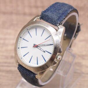 Accutime Watch Mens Silver Tone Stainless Steel Classic Jean Band Rare Quartz